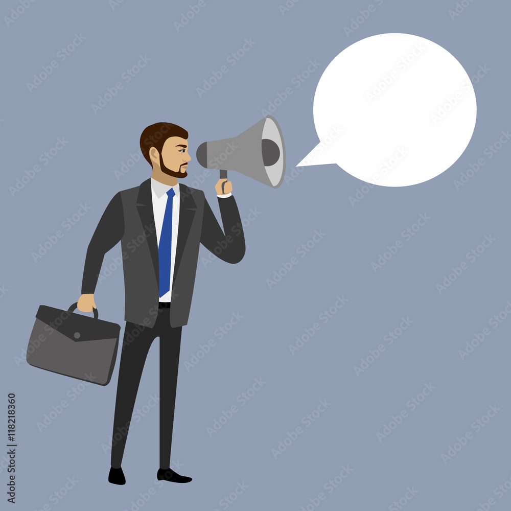 Fototapeta premium Businessman with megaphone