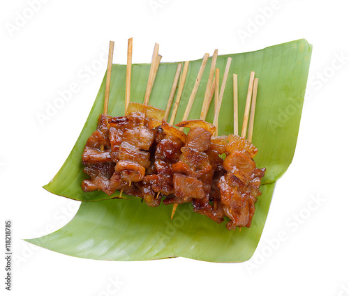 Grilled pork. Thai street food style.