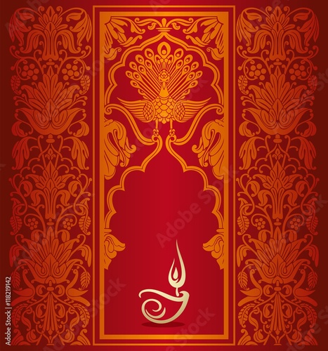 Oil lamp, Diwali greetings , royal Rajasthan, India