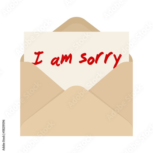 I am sorry card in brown envelope. The letter pulled out from an envelope