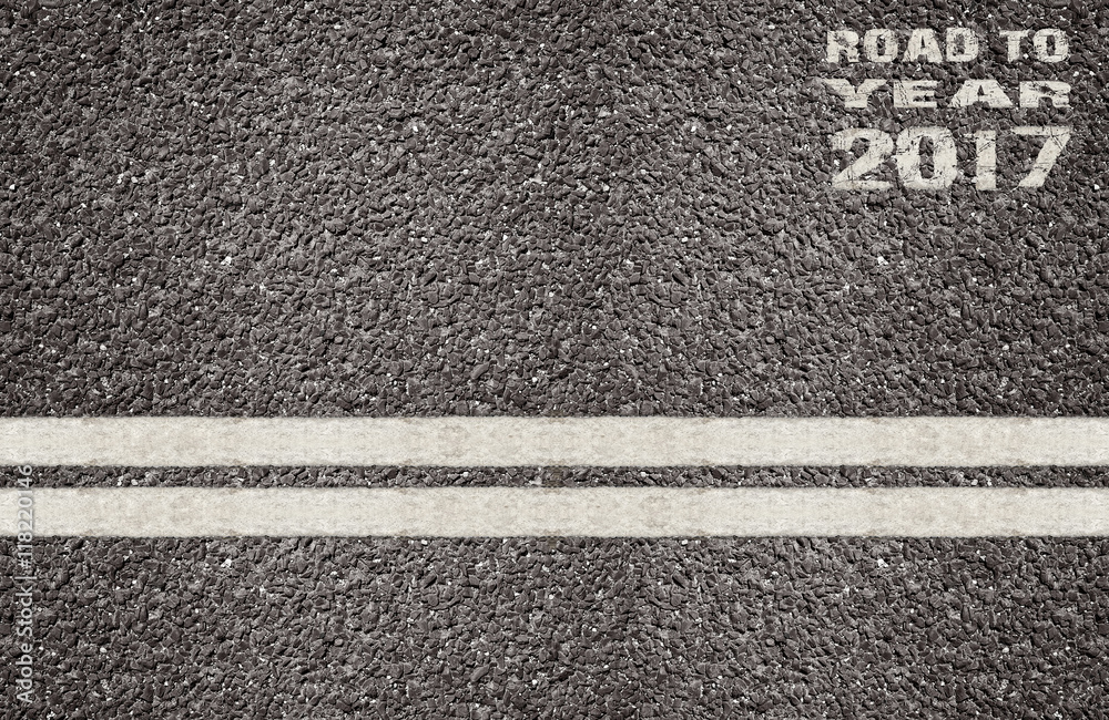 Fototapeta premium Double white line on surface of asphalt road.