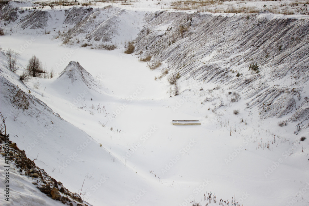 Winter mountain landscape with snow