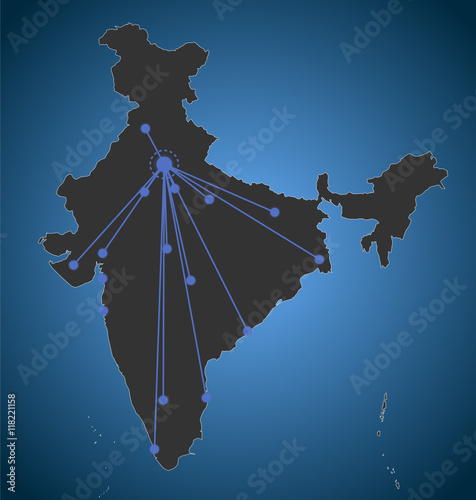 New Delhi headquarter, Asia Map 