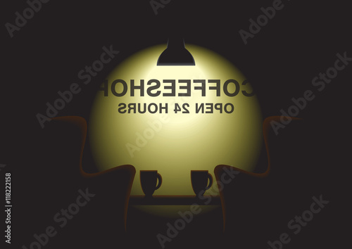 Dark room - coffee shop at night
