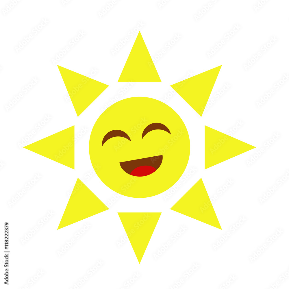 Sun icon happy face. Vector