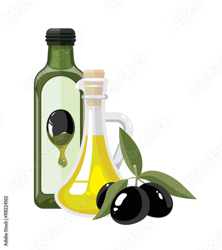 vector illustration of bottles with Olives oil