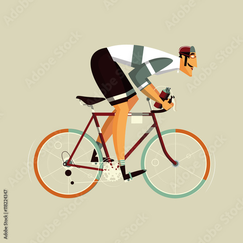 Cyclist athlete cartoon vector illustration
