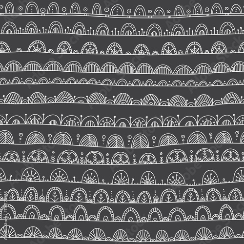 Vector seamless pattern with ethnic tribal hand-drawn trendy orn