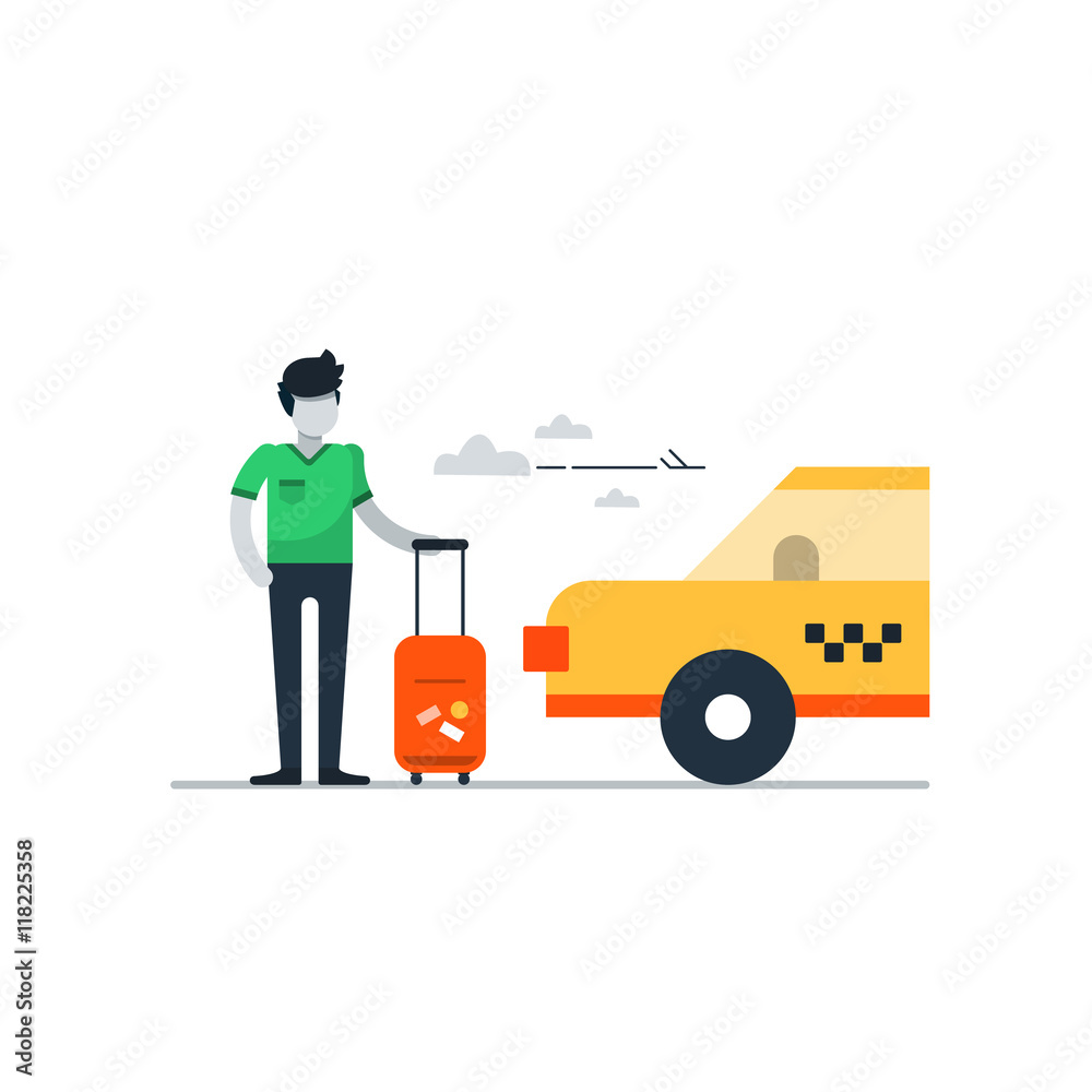 Airport taxi delivery, transportation concept, travel arrangements Airport taxi delivery, transportation concept, travel arrangements