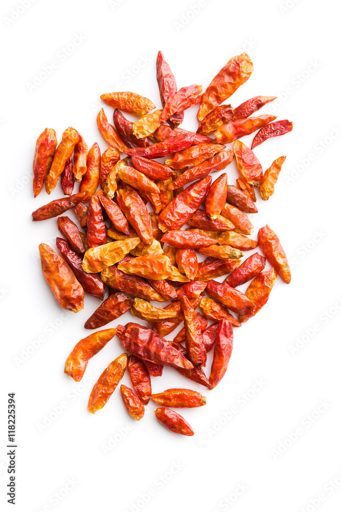 Dried mini chili peppers. Dried mini chili peppers.