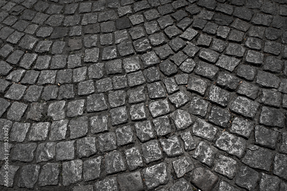 Background of old cobblestone pavement