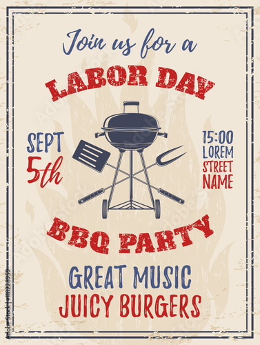 Vintage Labor Day BBQ party background.