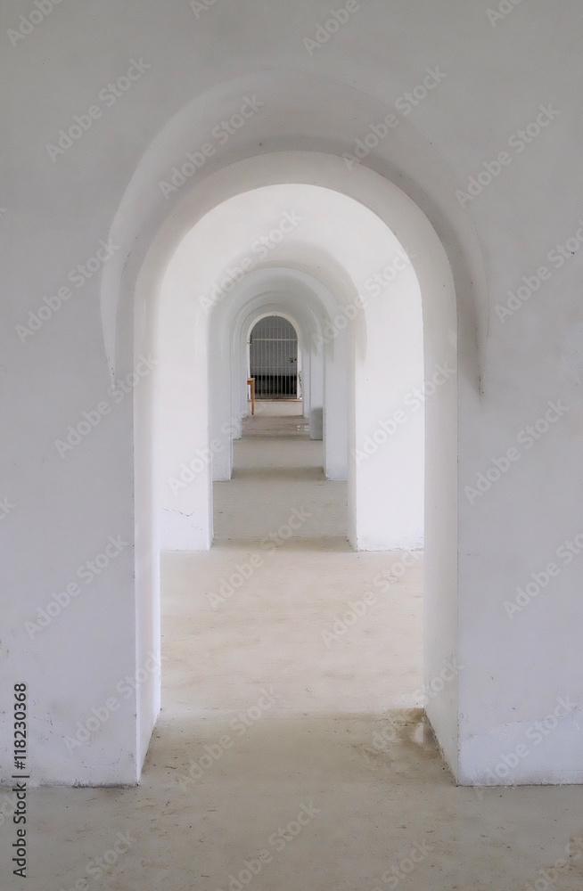 Through passage in the old Fort. Russia, Kronshtadt, Fort Konstantin