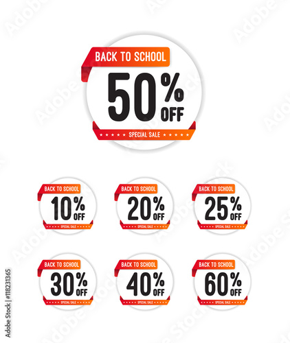 Back To School % Off Labels