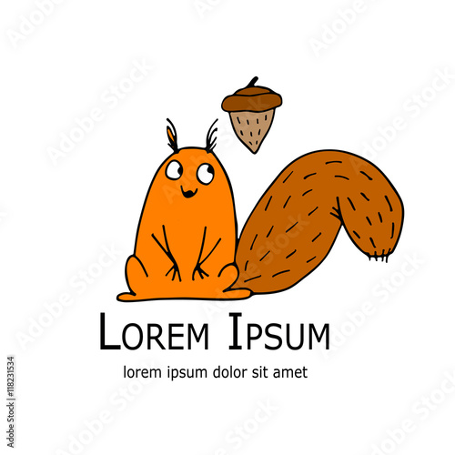 Funny squirrel with nut for your design