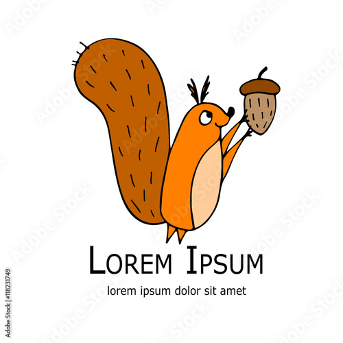 Funny squirrel with nut for your design