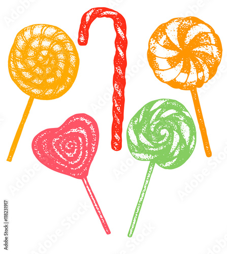 vector hand drawn lollipop set