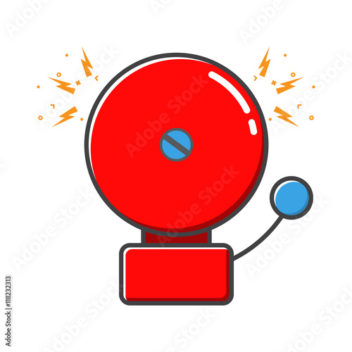 Red ringing alarm bell in retro style