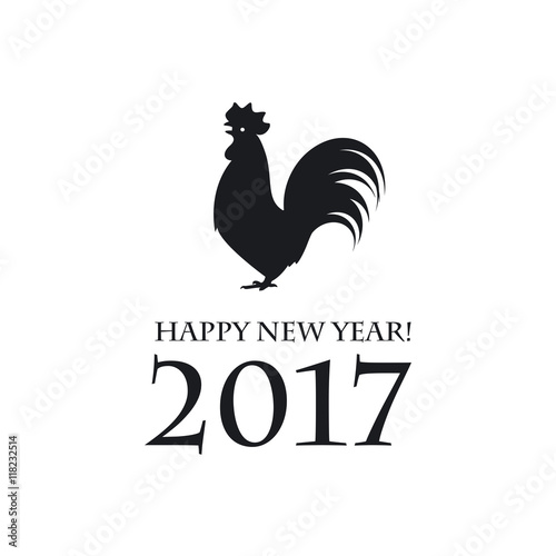 Happy New Year. Cock Symbol of 2017 Year.