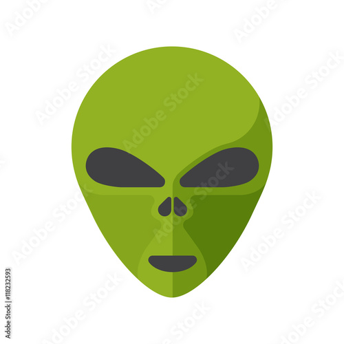 Green cartoon aliens head isolated. Vector illustration.