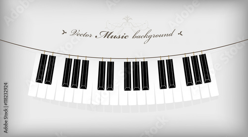 Hanging piano keyboard with place for your text.
