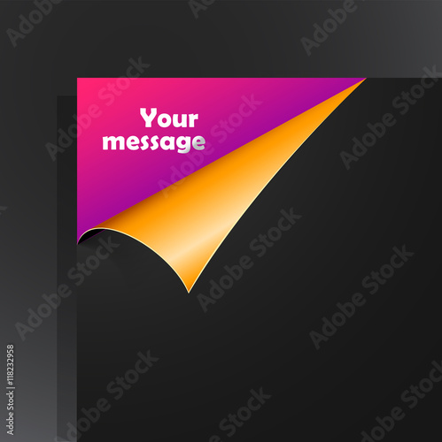 Paper with purple corner and place for your text.
