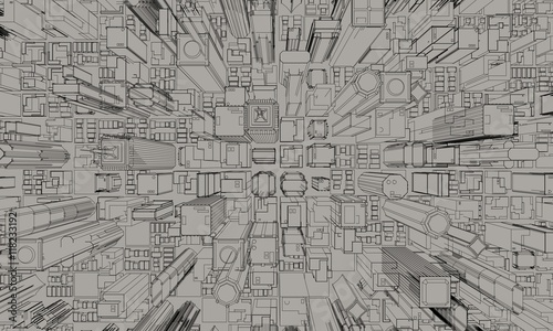 3D model of city.3D renderi...