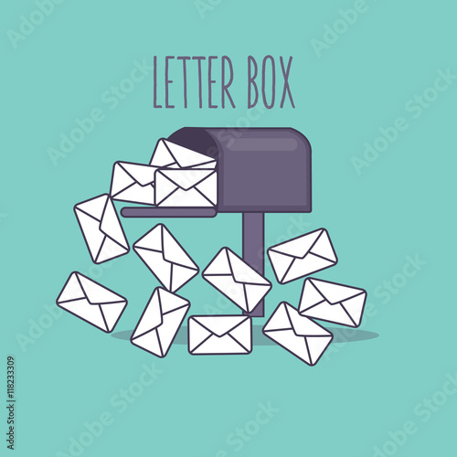 full inbox email mailbox letter box flat icon illustration envelope