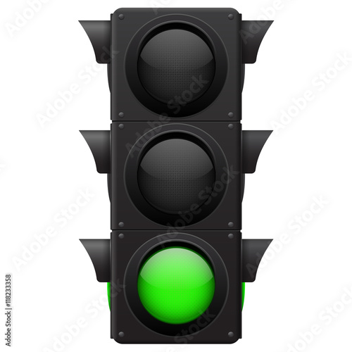 Traffic lights. Green lamp on