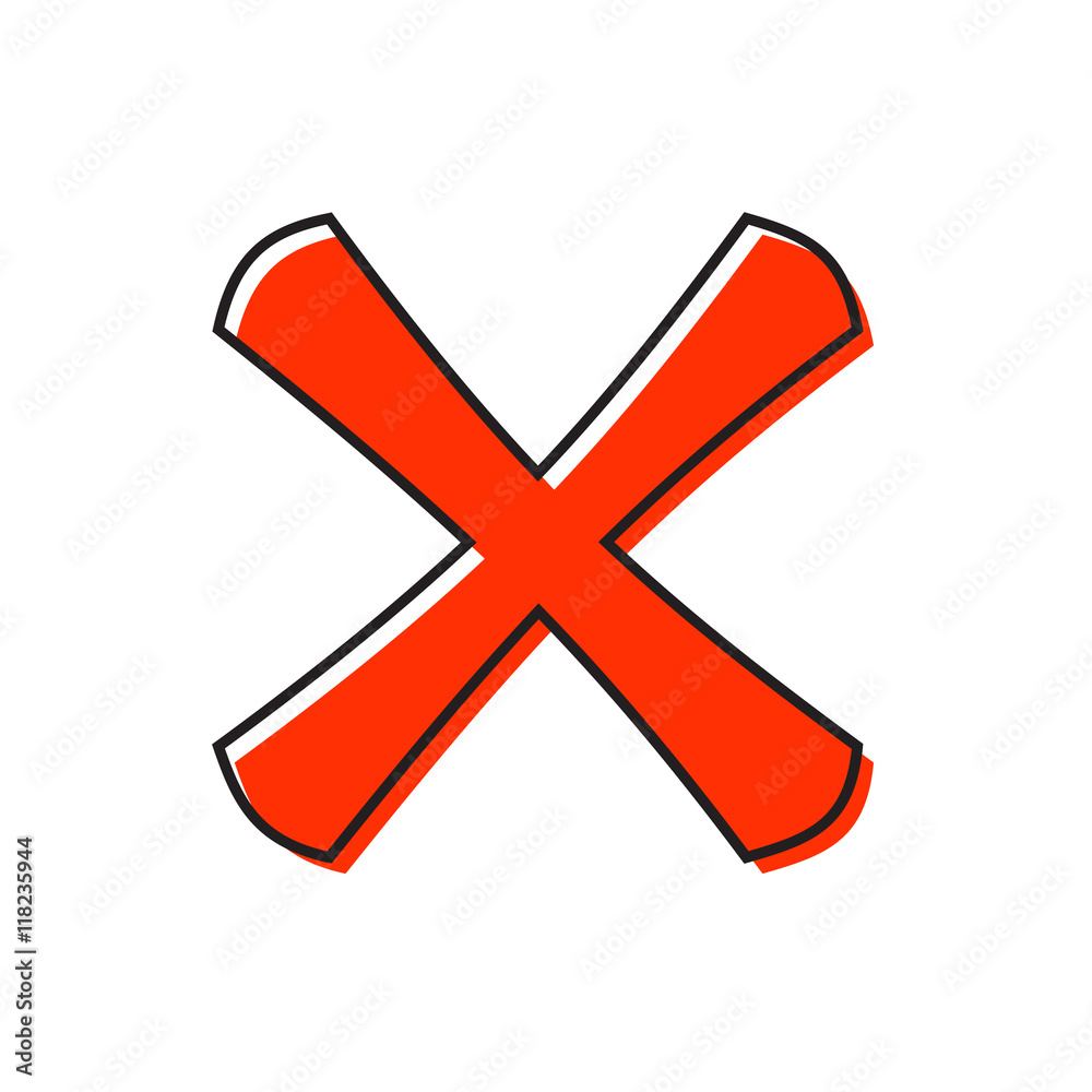Cross icon in flat style isolated on white background. Click and choice symbol Cross icon in flat style isolated on white background. Click and choice symbol
