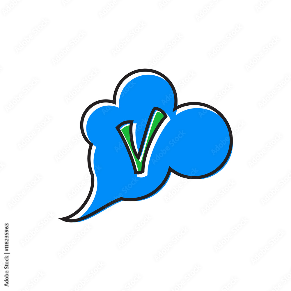 Checkmark in cloud icon in flat style isolated on white background. Click and choice symbol Checkmark in cloud icon in flat style isolated on white background. Click and choice symbol