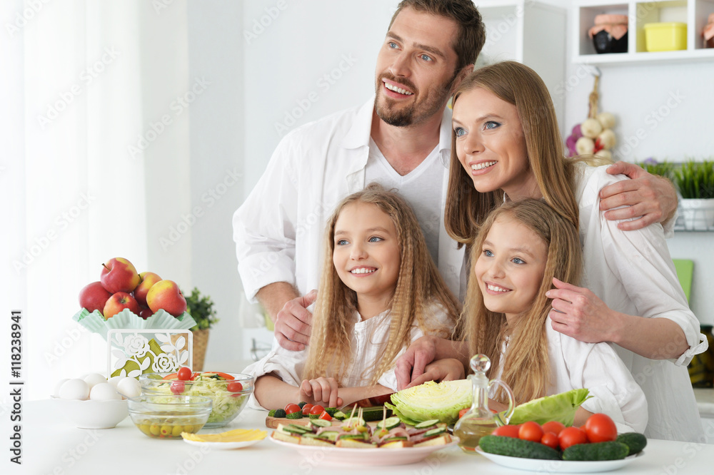 happy family at kitchen