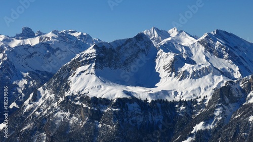 Snow covered mountains in Central Switzerland