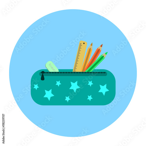 School pencil case icon