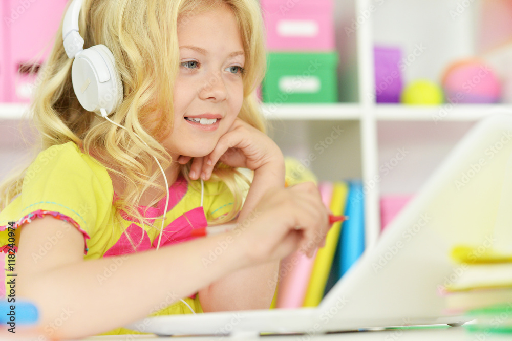 student girl with books and laptop student girl with books and laptop