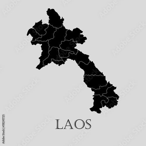 Black Laos map - vector illustration