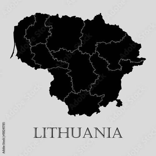 Fototapeta Black Lithuania map - vector illustration