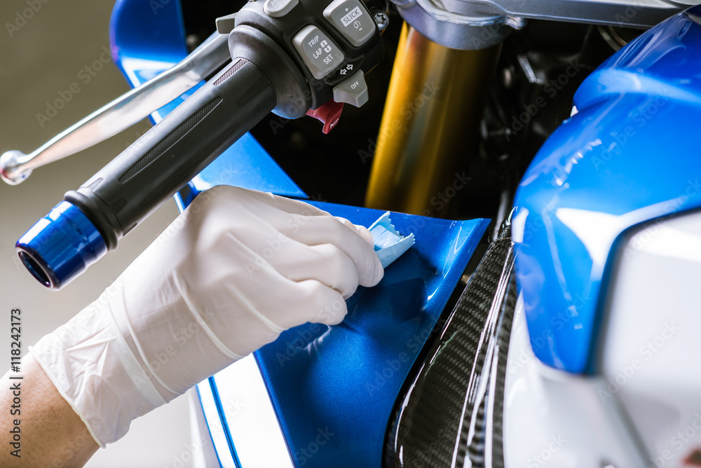 Obraz premium Seria detaliczna motocykli: Powłoka lakieru motocyklowego