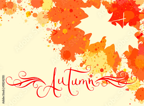 Autumn word and watercolor autumn frame