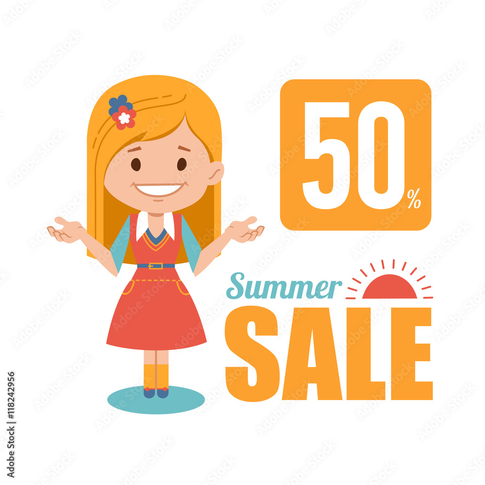 Summer discounts , seasonal sale, banner.