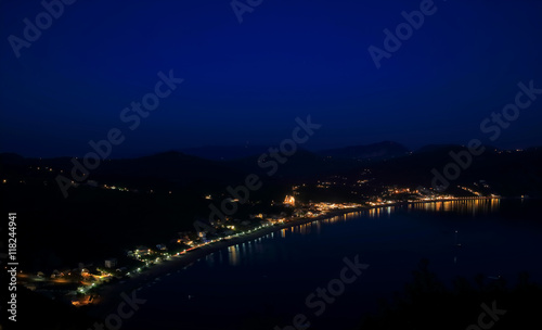 view on Agios Georgios Pagon on corfu island by night