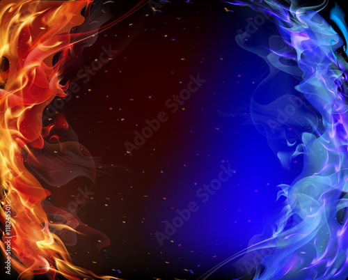 Red and blue smoke