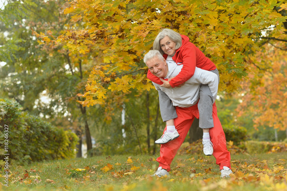 Senior couple in autumn park Senior couple in autumn park