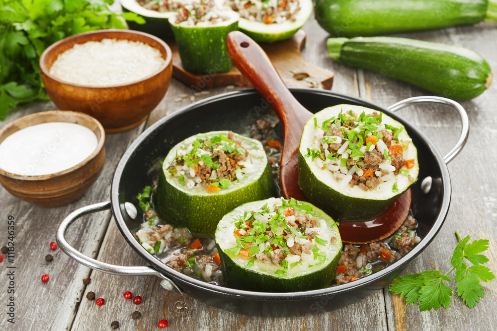 Zucchini with meat and rice Zucchini with meat and rice