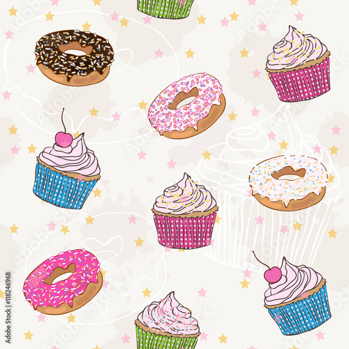 pattern with donuts and muffins