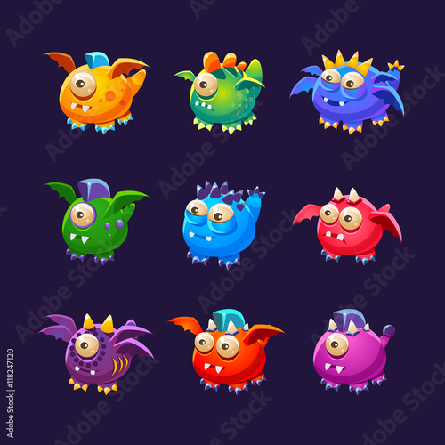 Little Alien Monsters With And Without Wings Set