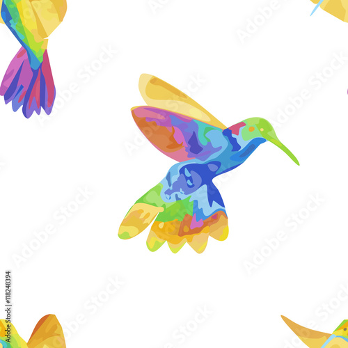 Seamless pattern with colibri.