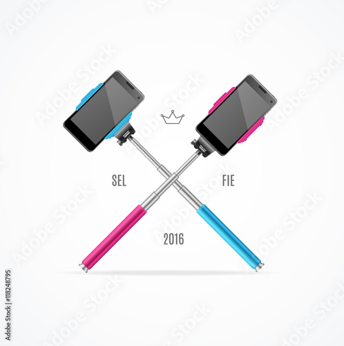 Monopod Selfie Sign. Vector