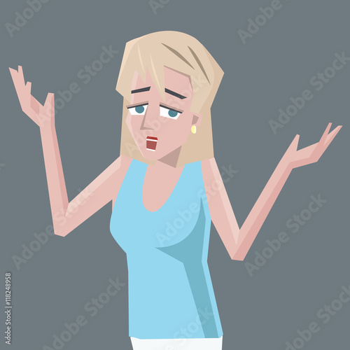 cartoon portrait of confused blonde girl