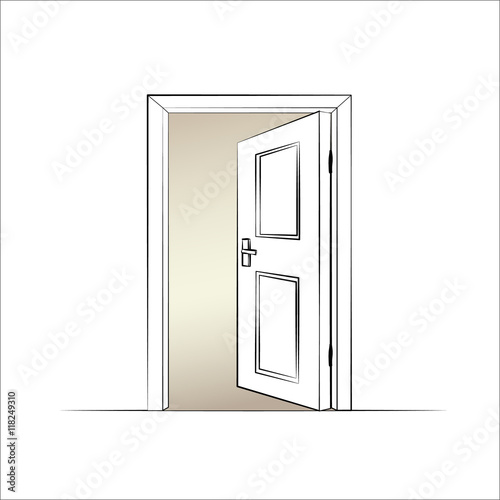 open door. Isolated illustration of a door. Vector